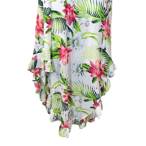 Tommy Bahama Grand Grove Sleeveless Maxi Dress Tropical Ruffled Tie Cord Belt Sm - Picture 4 of 10